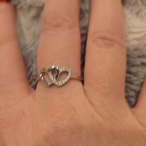 Sterling Silver Double Heart Cubic Zirconia Ring Brand New In Box